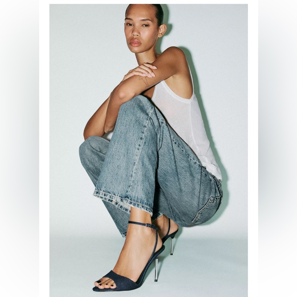 NWT Zara High heeled Denim Sandal | NWT